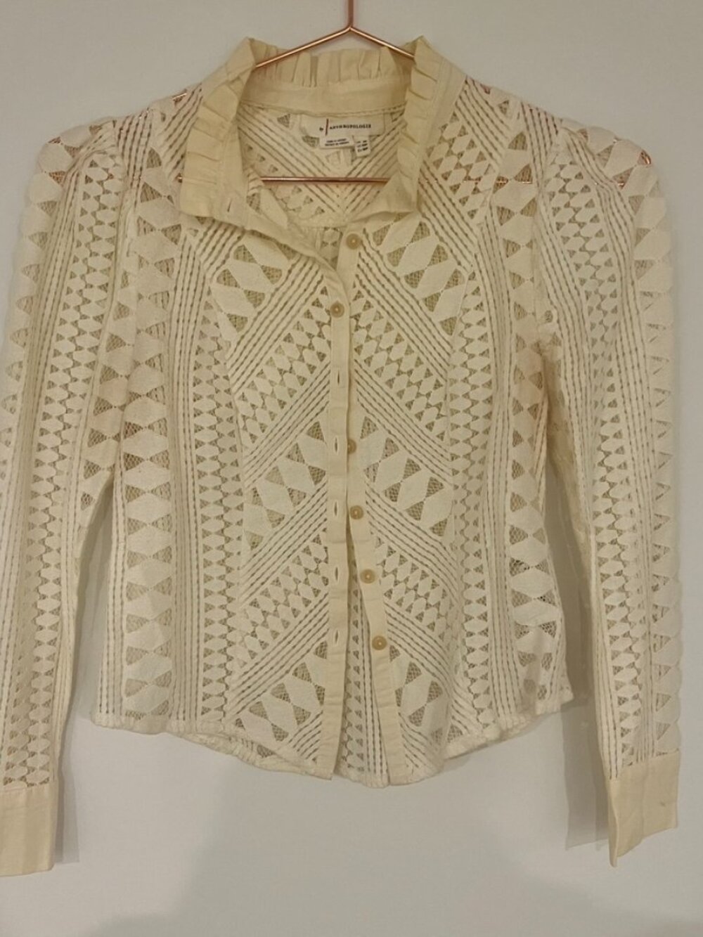 Anthropologie Lace Button Down Blouse - Picture 8 of 11
